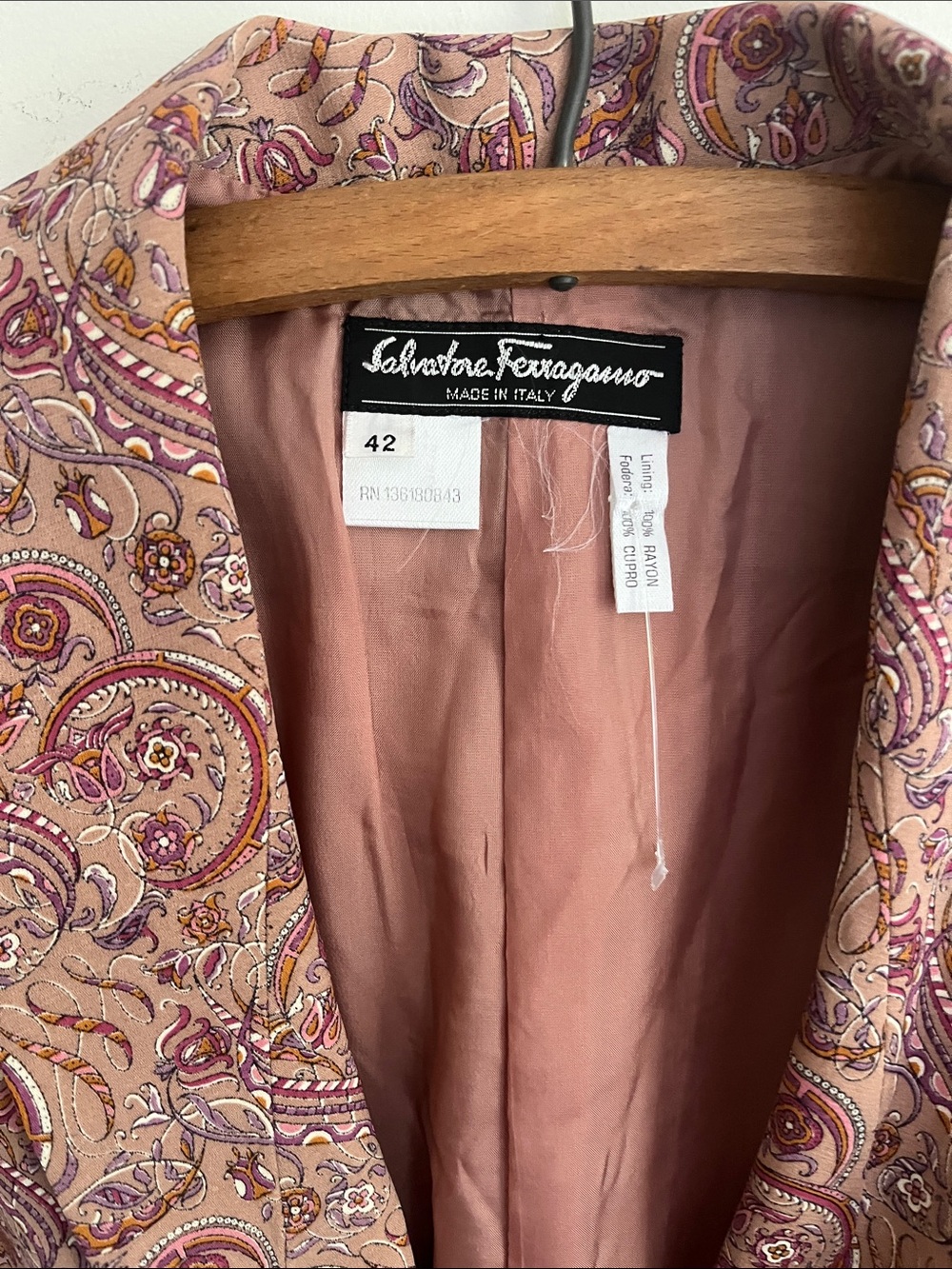 Salvatore Ferragamo Vintage 1990 Blazer Paisley US M Italy - Picture 8 of 8
